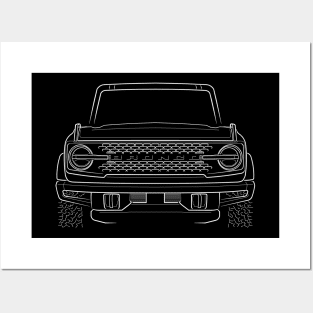 2021 Ford Bronco - front stencil, white Posters and Art